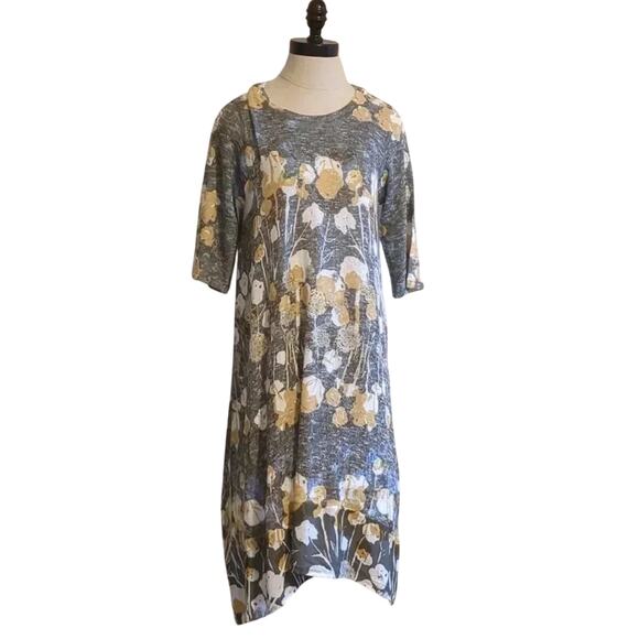 Inoah yellow and gray floral knit dress size S - Picture 1 of 6